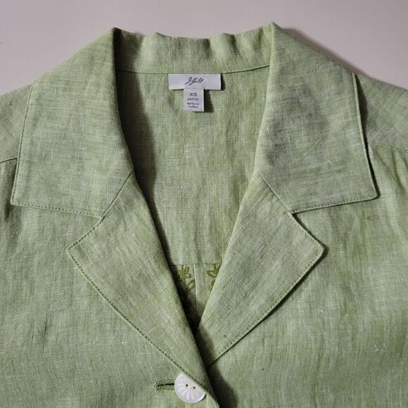 J. Jill Women's Celery Green Embroidered Linen Jacket - Picture 7 of 16